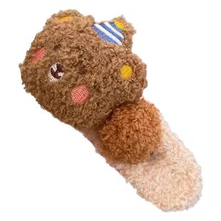 可爱毛绒小熊大号鸭嘴夹女2024新款秋冬发夹后脑勺发卡高级感头饰