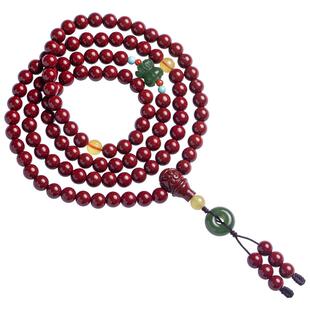 福一方正品朱砂手链和田玉平安扣女士红色手串本命年马年正品礼物