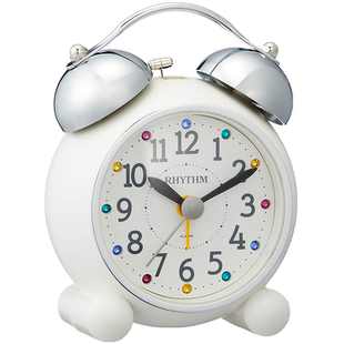 RHYTHM丽声日本进口可爱生日礼物铃声静音儿童施华洛世水晶闹钟
