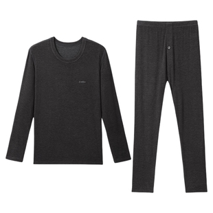 Goldlion/金利来男士纯色绵羊毛圆领细腻基础打底保暖内衣套装