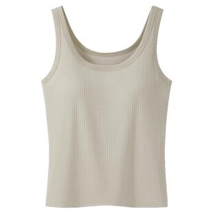 三枪背心女士带胸垫纯棉罗纹显瘦内搭文胸一体式美背高弹纯欲吊带