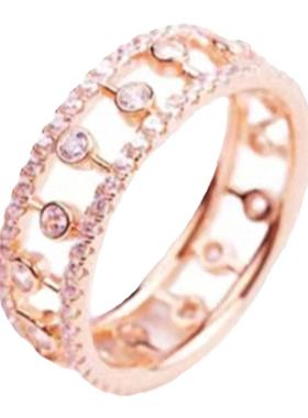 黛比斯露珠戒指女纯银玫瑰金钻石圆环镂空音符指环情侣对戒高级感