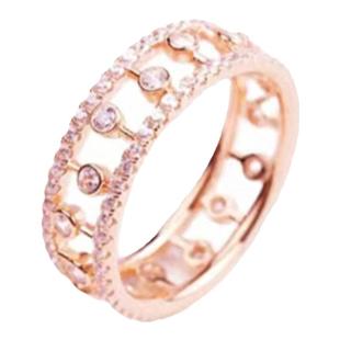 黛比斯露珠戒指女纯银玫瑰金钻石圆环镂空音符指环情侣对戒高级感