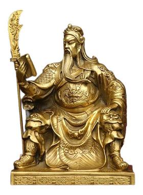 纯铜看书关公摆件夜读春秋财神爷坐像吉祥如意客厅店铺装饰工艺品