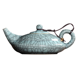 青瓷茶壶陶瓷大号功夫茶具泡茶壶单壶复古哥窑金丝铁线冰裂纹开片