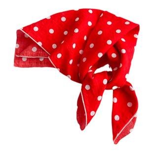 红色波点小方巾三角丝巾女春秋夏季日系包头巾薄纱巾发带棉质围巾