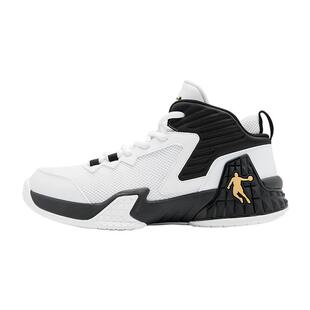 乔丹高帮运动鞋男2025新款网面透气轻便减震休闲耐磨黑色篮球鞋男