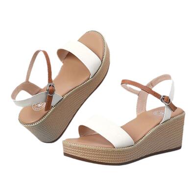 夏季女鞋骆驼新款坡跟