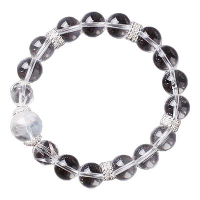 荧雀阁原创设计天然水晶多宝白水晶白幽灵手串手链净化平衡补金