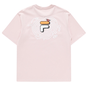 FILA FUSION斐乐潮牌女短袖T恤情侣款2023夏宽松情人节男上衣