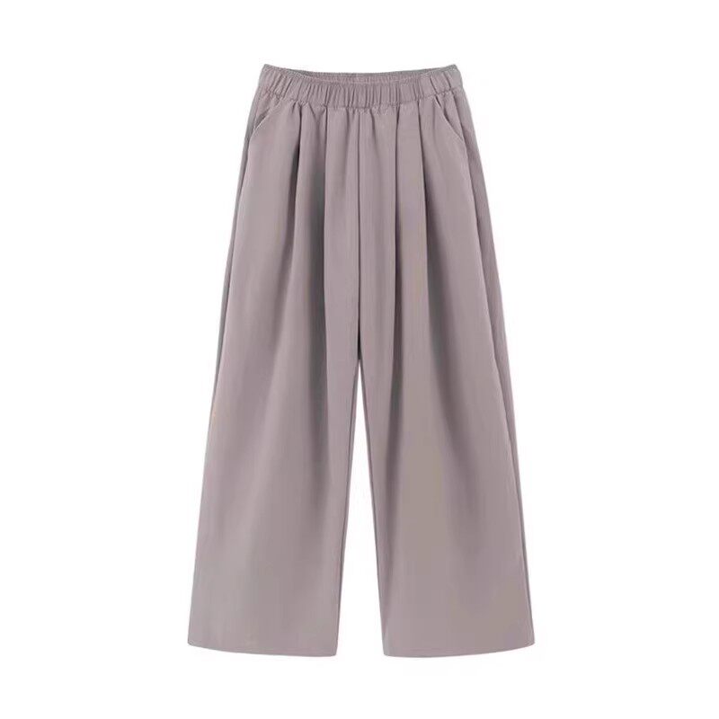 玫粉色宽松休闲裤夏季女胖mm大码显瘦梨形身材女装高腰阔腿山本裤