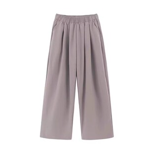 玫粉色宽松休闲裤夏季女胖mm大码显瘦梨形身材女装高腰阔腿山本裤