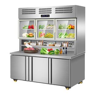 雪歌厨房商用不锈钢子母柜冰箱冷藏冷冻保鲜展示柜子母操作台冰柜