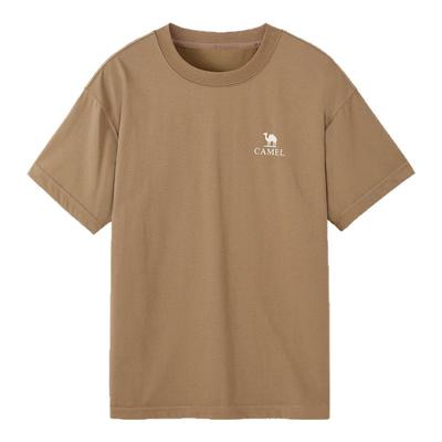 骆驼男装速干短袖t恤男夏季2025新款圆领宽松印花半袖体恤上衣男