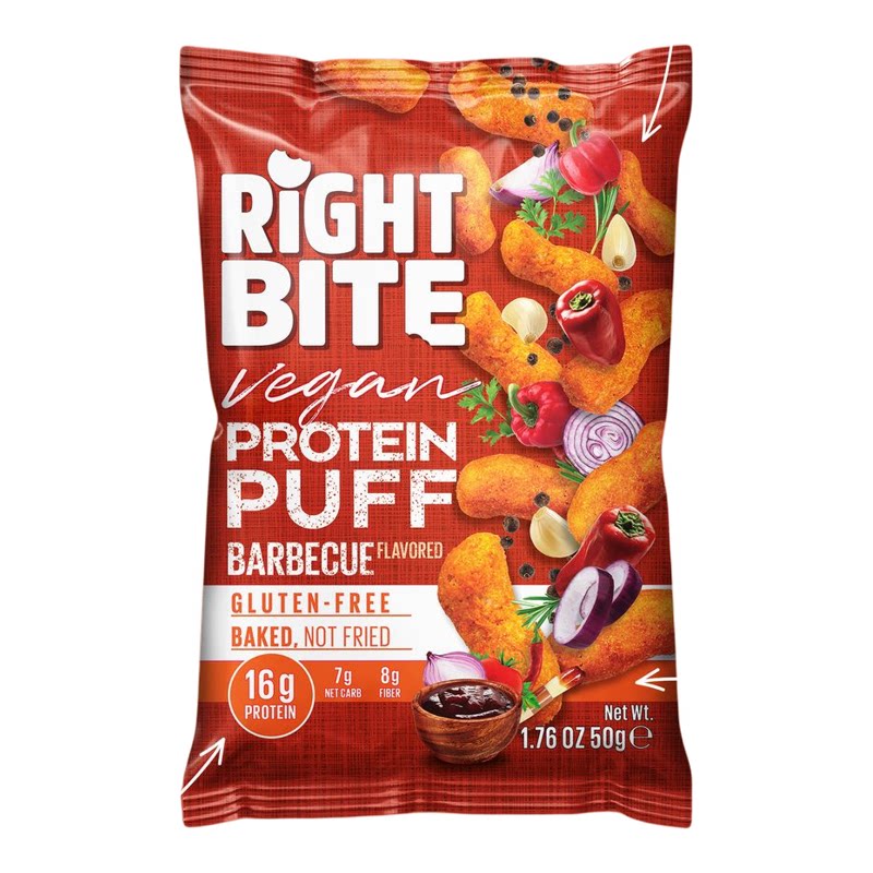 BITE MORE进口优质非油炸烤焗纯素无麸质蛋白泡芙烧烤风味50g*3版