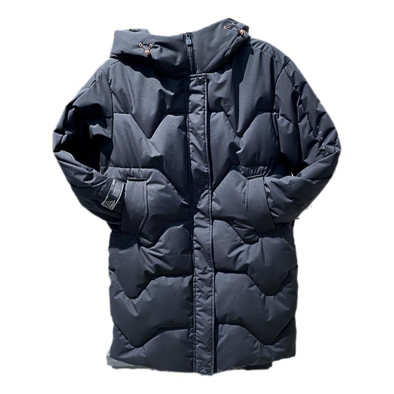 匹克中长款棉服女款冬季保暖棉服黑色连帽运动风衣外套F5234112