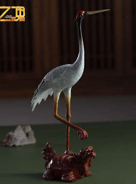 铜龟鹤摆件新中式丹顶鹤铜仙鹤长辈祝寿贺礼家居客厅办公室装饰品