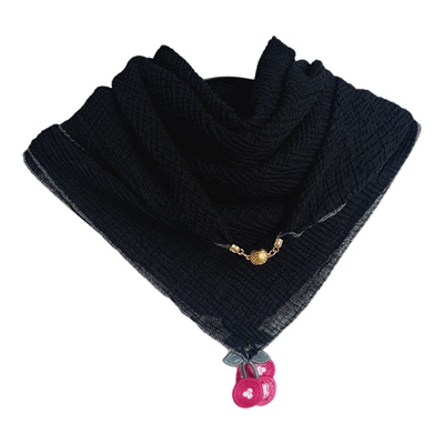 围巾女款2025新款冬季棉麻丝巾方巾磁吸扣三角巾领巾褶皱围脖披肩