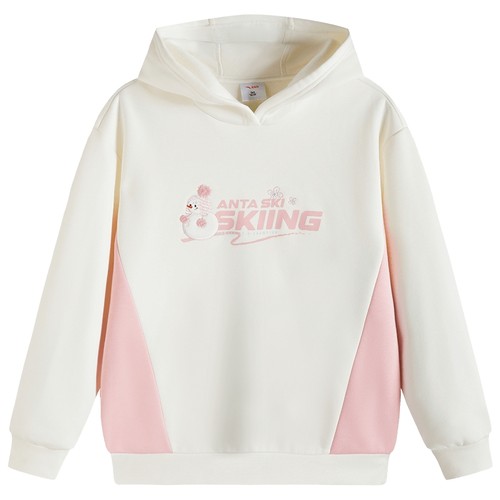 【搜3件65折】安踏儿童女大童针织连帽套头衫保暖中大童加绒卫衣