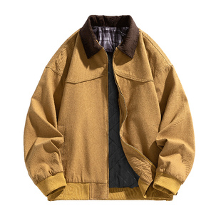 美式复古潮牌cleanfit工装底特律加绒外套男街头宽松百搭翻领夹克