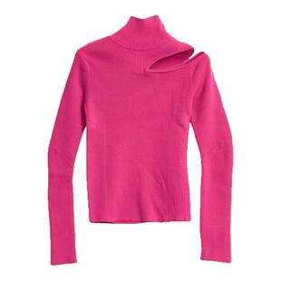 SJYP 秋冬新款女士羊毛混纺露肩高领针织衫银泰百货精品 301596