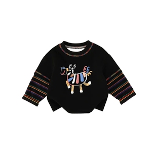 【棉的】儿童假两件卫衣春秋新款男童韩版彩色卡通印花长袖AS828