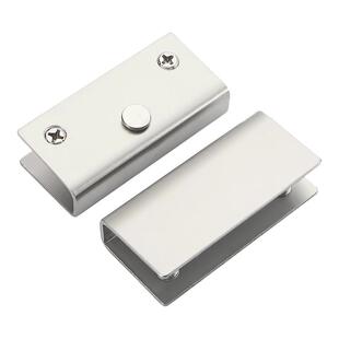 不锈钢玻璃上下合页免打孔橱柜展示无框玻璃夹自动弹开门铰链转轴