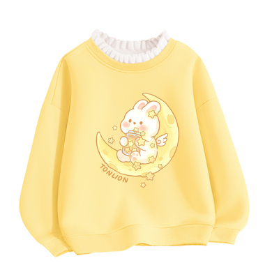 唐狮女童加绒卫衣2025新款冬薄绒