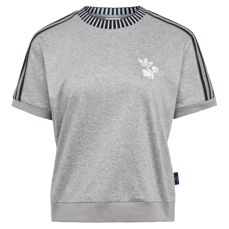 阿迪达斯adidas三叶草女子2026夏新款休闲运动T恤灰色短袖 KY8316