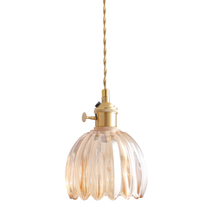 胡桃木全铜吊灯法式复古卧室床头吊灯客厅餐厅书房玄关民宿免布线