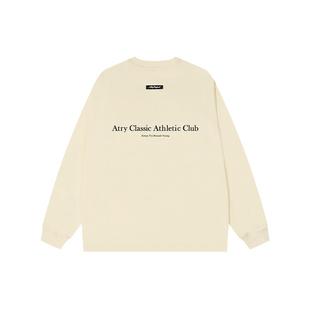 ATRY字母标语长袖t恤男潮牌美式印花圆领休闲宽松重磅纯棉上衣女