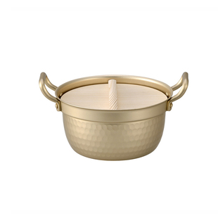 日本进口北陆金色铝锅雪平锅日式家用泡面锅双耳带盖汤锅可配蒸笼