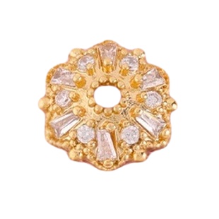 强保色镀18k金手串花托隔片配件手工diy水晶手链项链锆石隔珠配饰