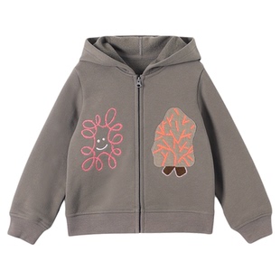 允儿妈女童冬季加绒卡通连帽卫衣外套宝宝秋冬加厚开衫儿童上衣潮