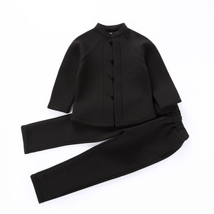 高端太空棉中国风中山装男童唐装儿童套装复古春秋季民国风潮童装