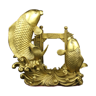 黄铜鱼摆件鲤鱼跃龙门龙鱼摆件家居装饰工艺品年年有余客厅酒柜装