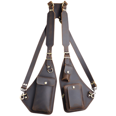 头层牛皮复古背带腋下挎包