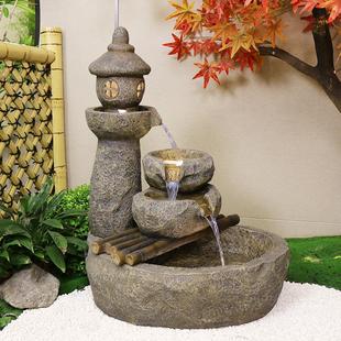 别墅户外流水喷泉摆件 阳台院子花园造景布置 日式 庭院鱼池景观