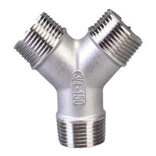 304不锈钢Y型外丝三通丝扣外螺纹斜三通人字型水暖配件接头4分6分