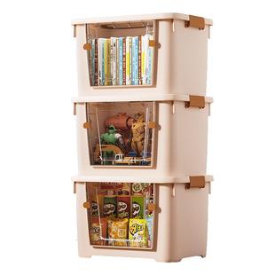 收纳箱家用超大容量加厚透明整理箱衣服玩具零食侧开门塑料储物盒