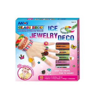 韩国AMOS免烤玻璃胶画套装DIY宝宝儿童益智手工制作幼儿颜料刮画