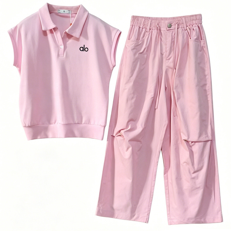 盐系POLO衫高腰九分裤休闲套装女