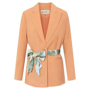 BBLLUUEE粉蓝衣橱诗艺感撞色日沐橙西装女2025秋装穿戴丝巾短外套