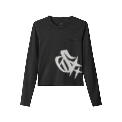 斯凯奇官方outlets女款长袖运动T恤夏秋夏季修身圆领柔软舒适