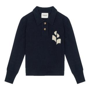 MARANT ETOILE NOLA简约翻领logo针织毛衫女