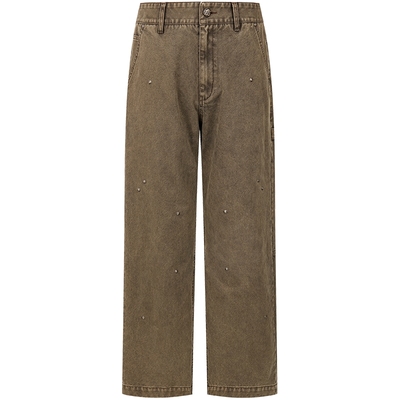 CHINISM赤尘定制铆钉直筒工装裤