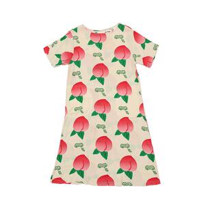 DEVIL NUT潮牌 2022夏季新品 桃子印花 淡黄休闲连衣裙 STA