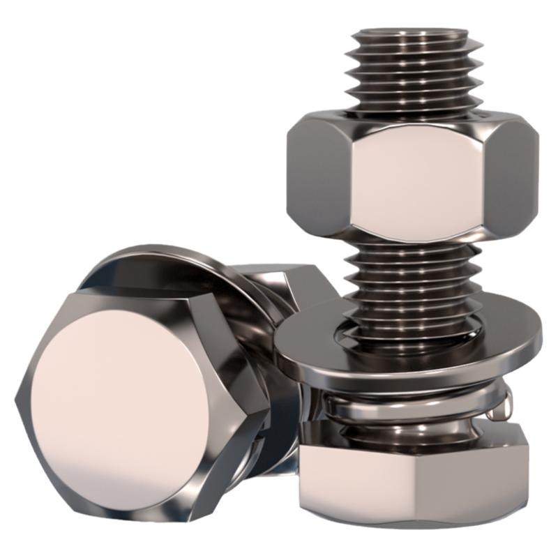 国标TA2纯钛外六角螺丝螺栓螺母平垫弹垫套装M3M4M5M6M8M10M12M16