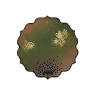 古歌六角莲花茶盘铜彩烧手工黄铜茶托盘蓄水新中式禅意高级干泡台