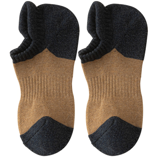 纯棉袜子男短袜加厚加绒毛巾底秋冬季款全棉吸汗防臭抗菌船袜短筒